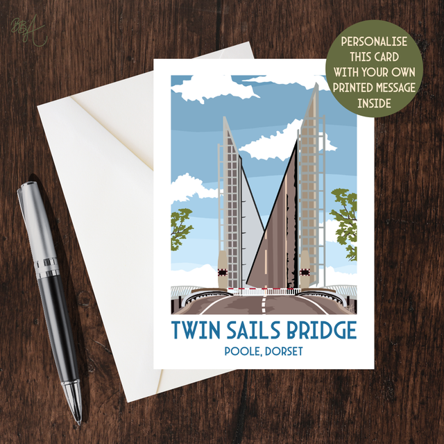 Twin Sails Bridge, Travel Poster Card