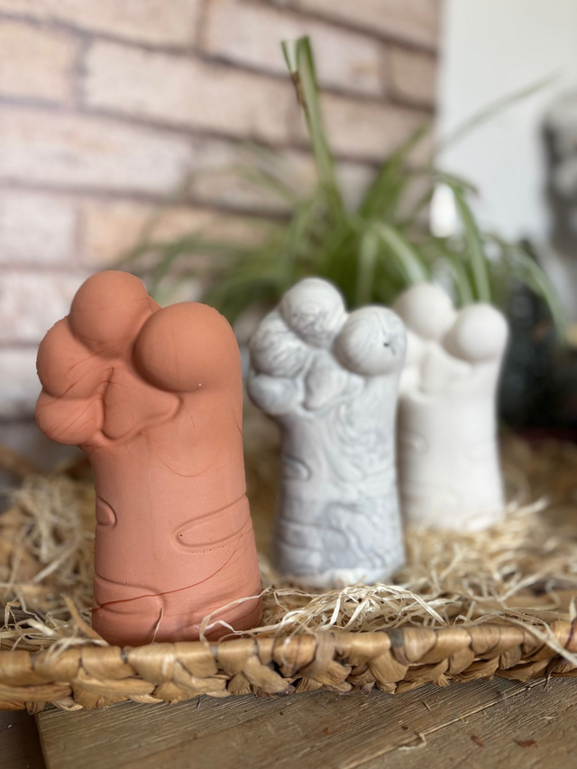 Vase pour fleurs séchées : Patte de chat en jesmonite
