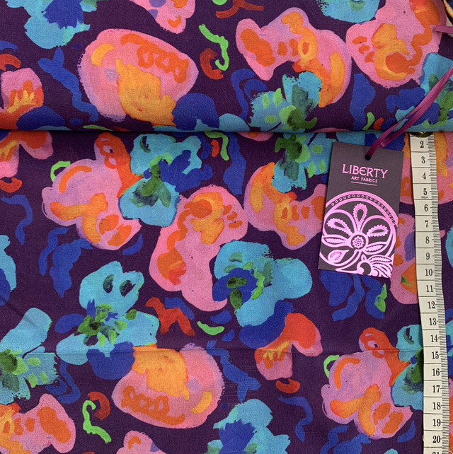 Liberty blue multi silk crepe