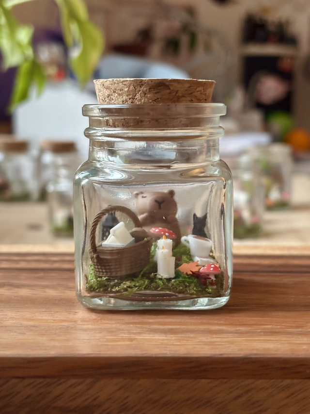 🍃 Mini terrarium verre - Édition automne - Capybara