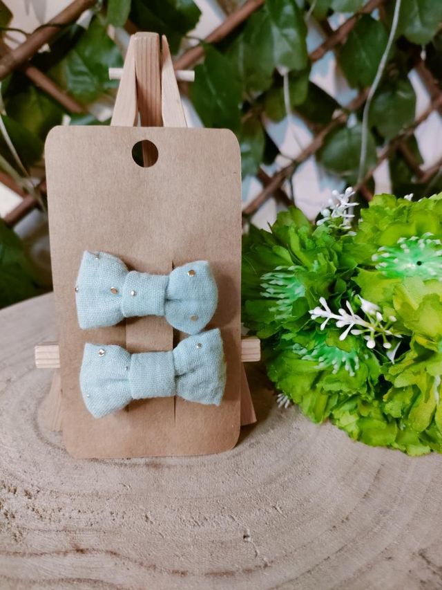 Duo barrettes vert d'eau 5cm