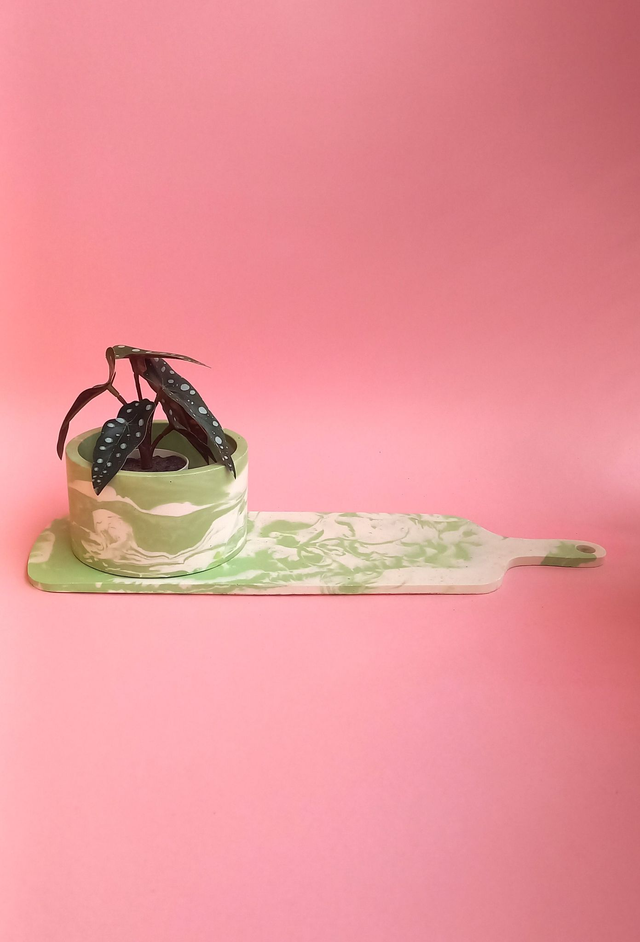 Deska dekoracyjna marble, biało-zielona taca do serwowania, długa