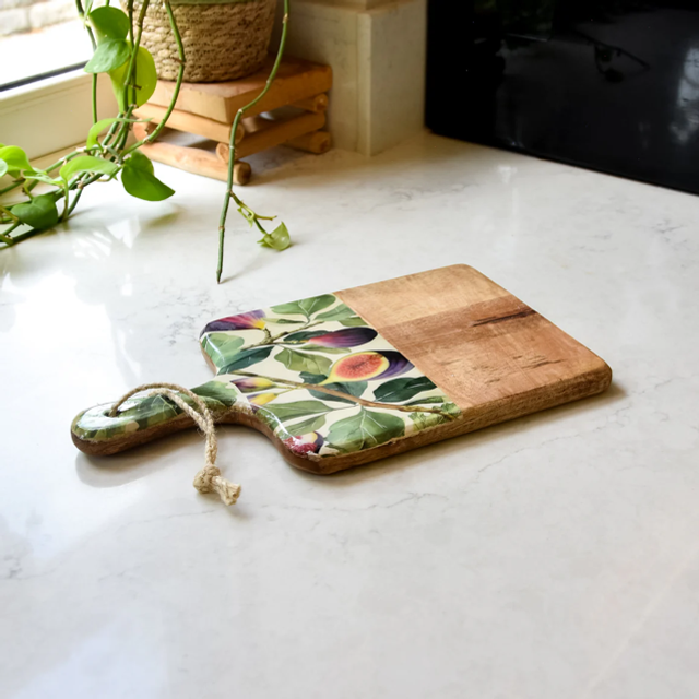 Mango Wood Fig Print Chopping Board