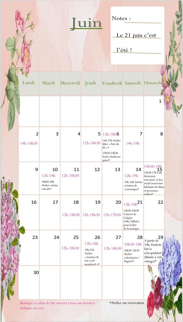 Planning de juin 2025