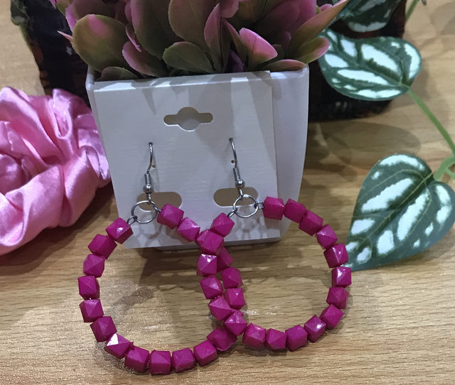 Pink Hoop Earrings- PIHE01