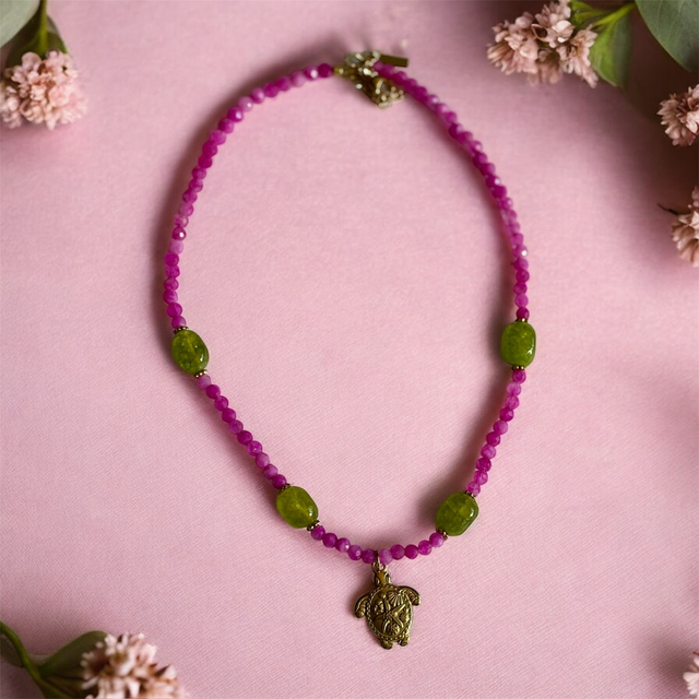 Choker turmalin oliwin 