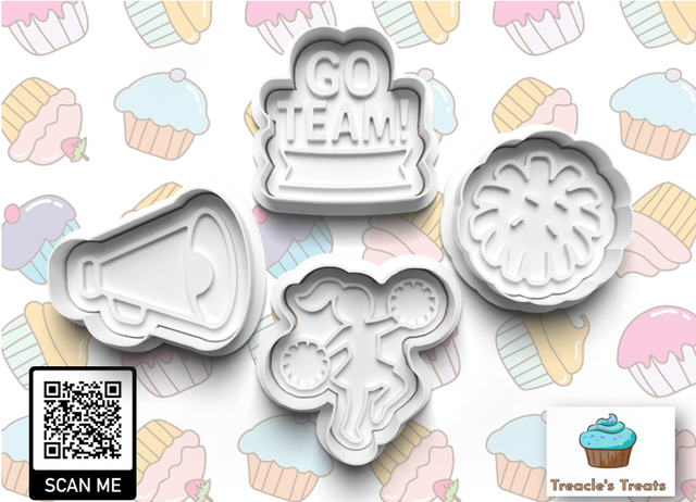 Cheerleader Theme Fondant/cookie stamps with cutters