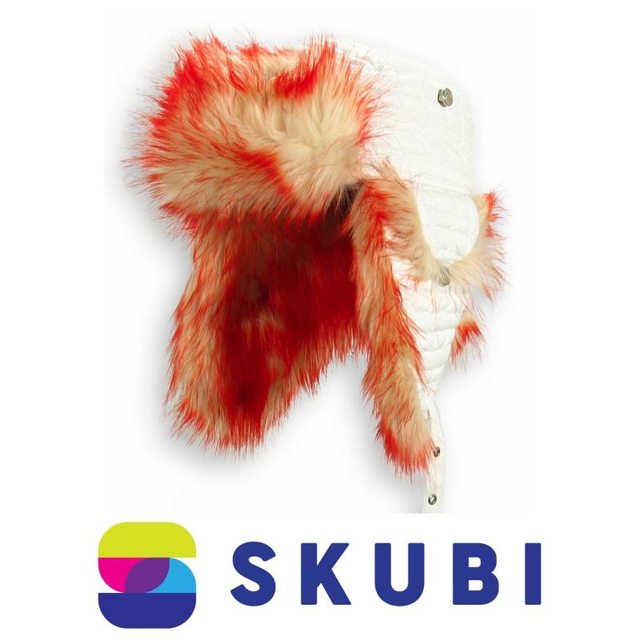 Haker W13 Dětská beranice s kožešinou eko kůže bíločervená Matrix CZ-W013B