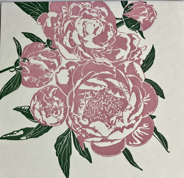 Traditional Letterpress Floral Peony 