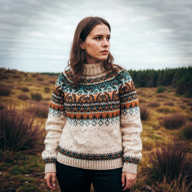 Alasuq Polar Sweater Kit - Col 02 (Beige Tweed & Amber Heather) - Wool & Pattern - Linka Neumann