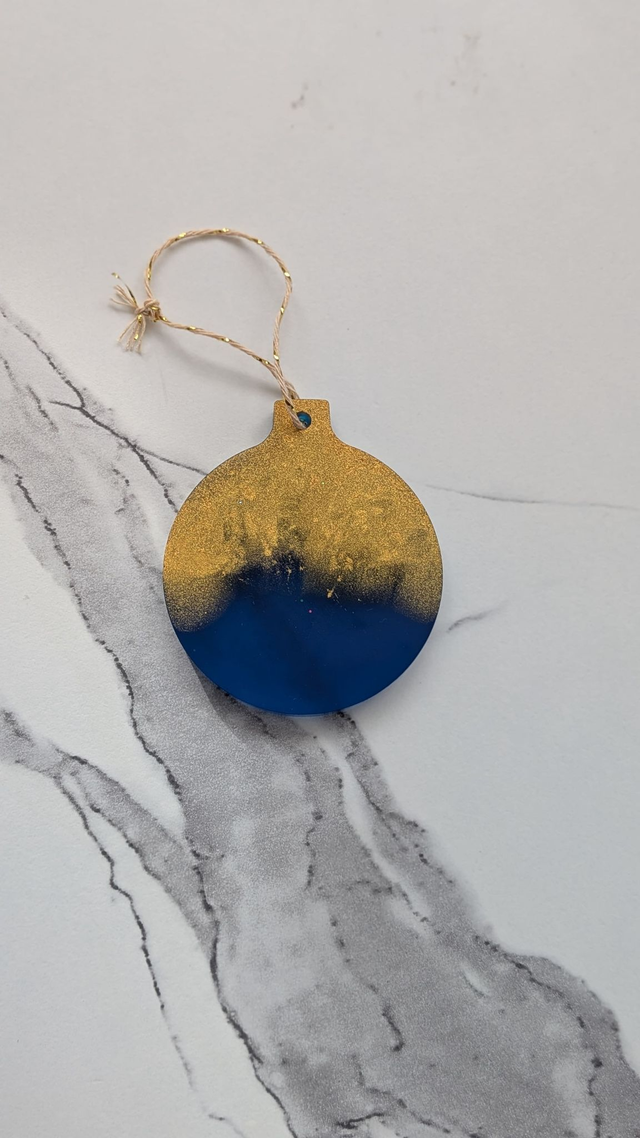 5 Suspensions de Noël en résine époxy personnalisables | couleurs bleu - or