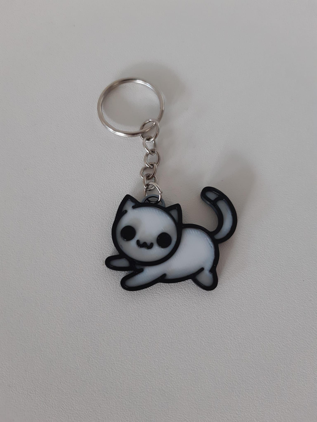 Schlüsselanhänger Katze schwarz weiß