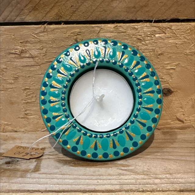 Gold and Green Tealight Holder 
