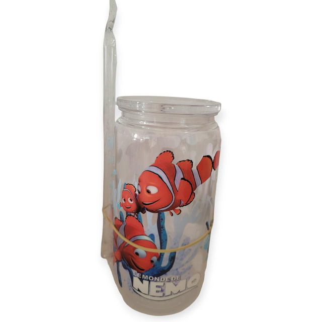 Gourde avec paille en plastique Nemo