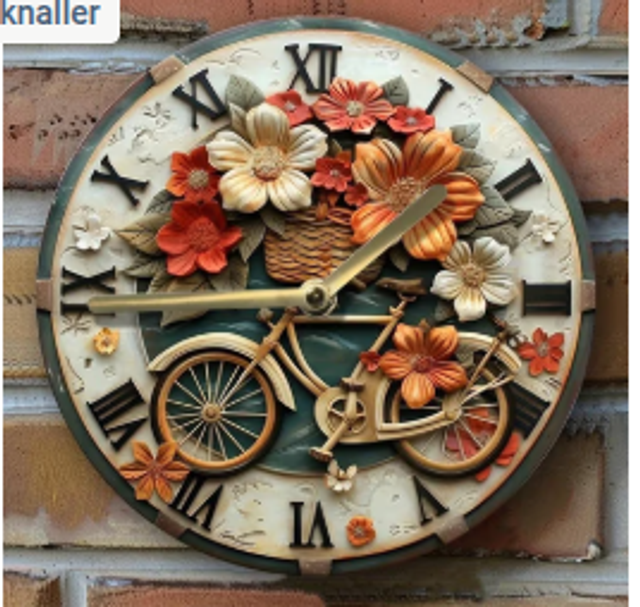 Vintage metalen klok Fietsontwerp (20cm diameter)