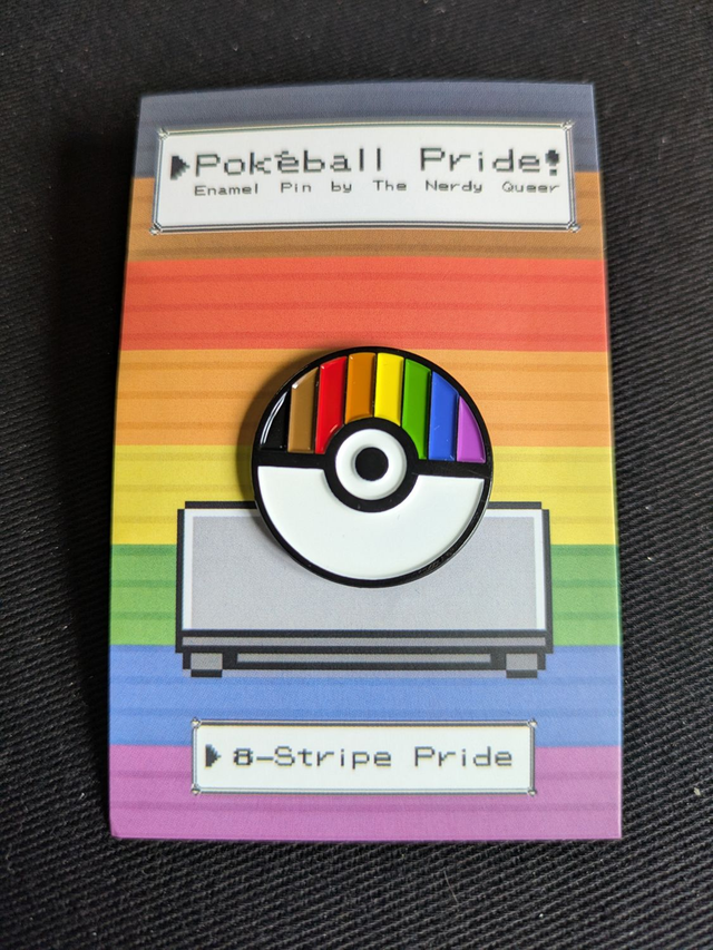 Pokéball Inspired 8-Stripe Pride Flag Soft Enamel Pin Badge