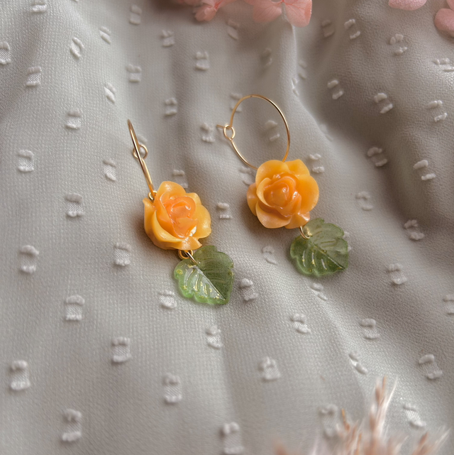 Yellow Rose Earrings