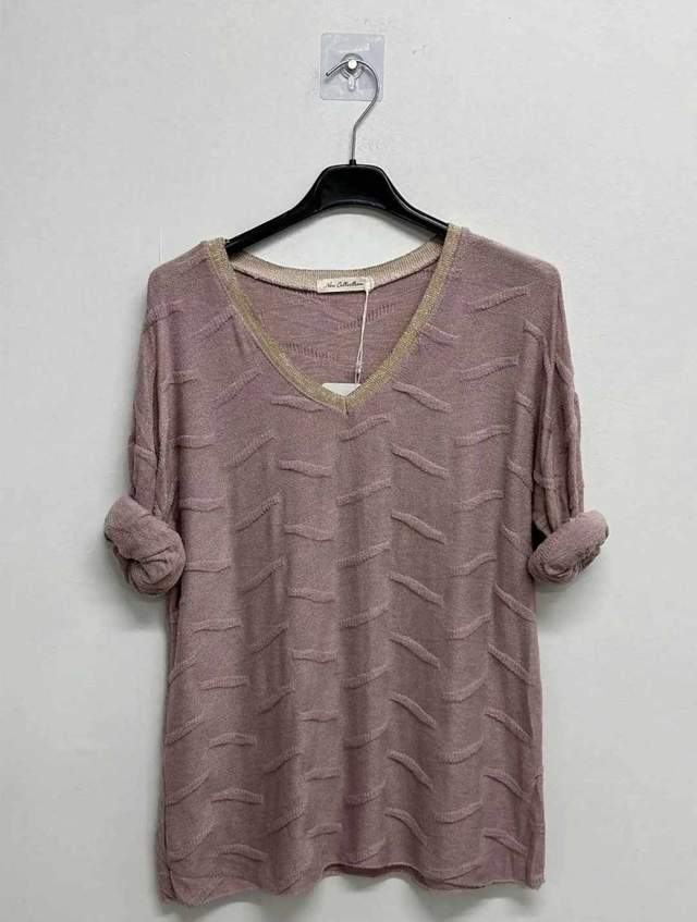 pull vieux rose torsade