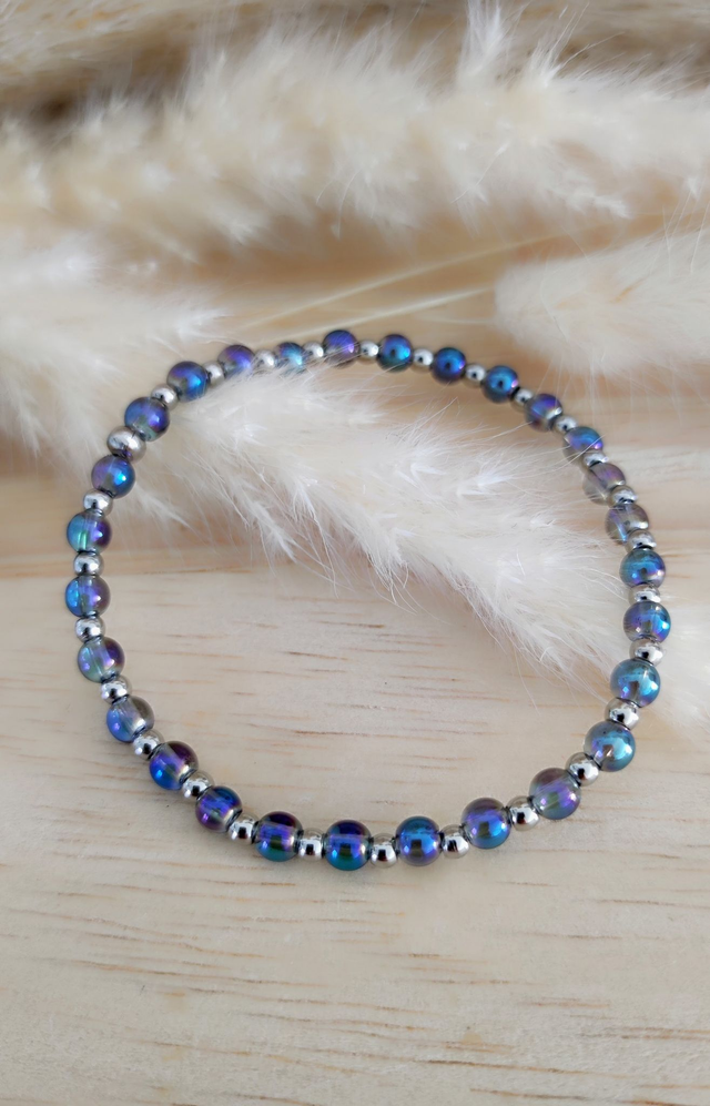 Bracelet Aqua Aura bleu Cristal de roche 