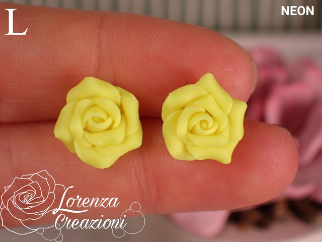 Orecchini a lobo rose giallo neon