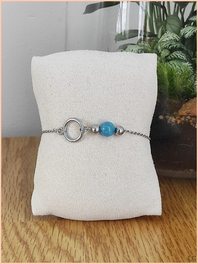 Bracelet chaîne perle solitaire - Apatite Jade 