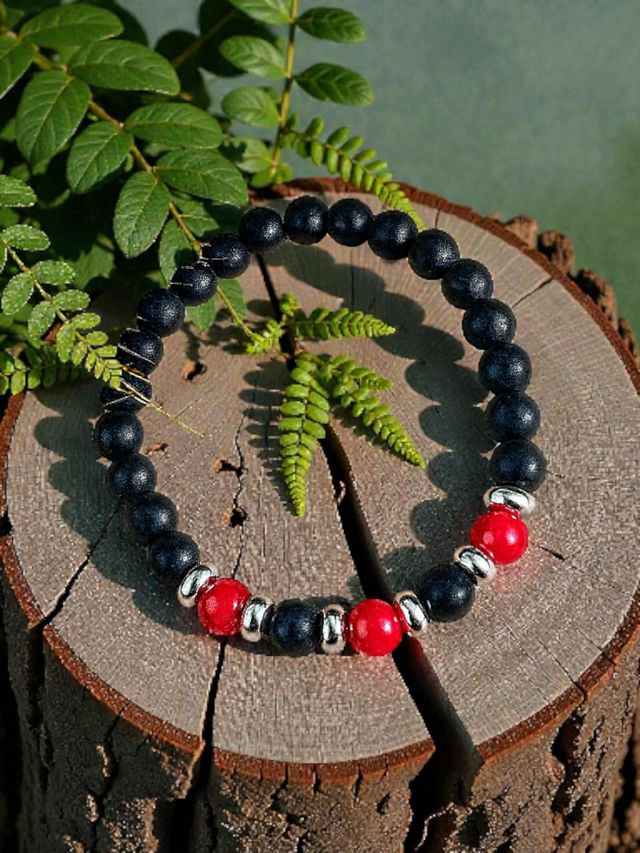 Bracelet Onyx Mat /Cinabre - Force &amp; Vitalité