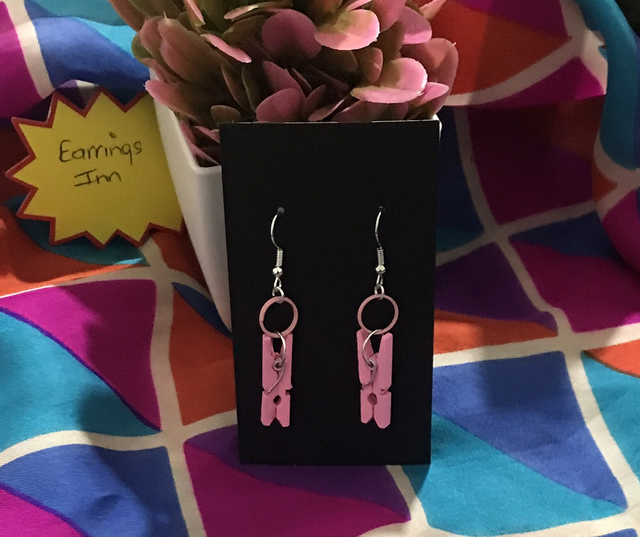 Pink Wood Dangling Earrings-SWDE43