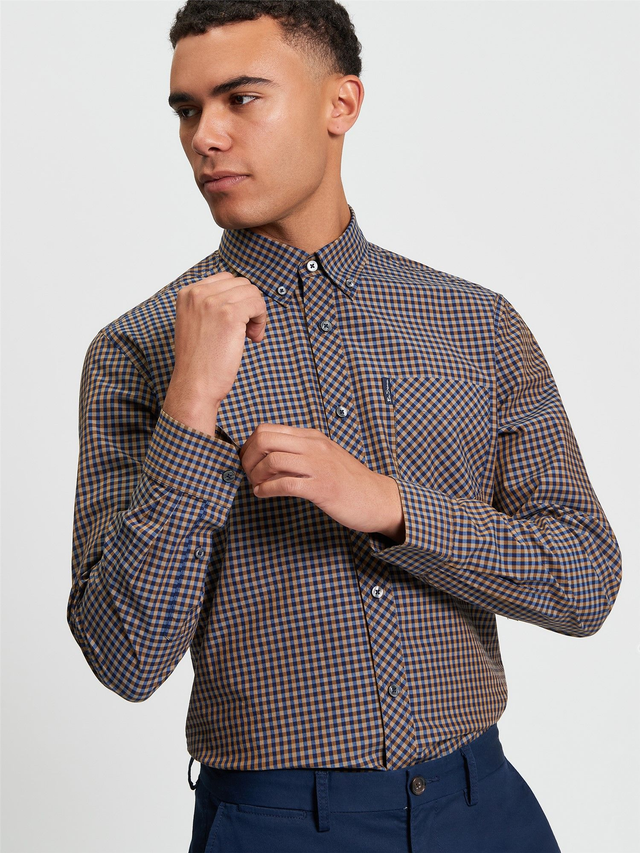 Ben Sherman 1012492 Long Sleeve Signature Gingham Shirt - Bronze