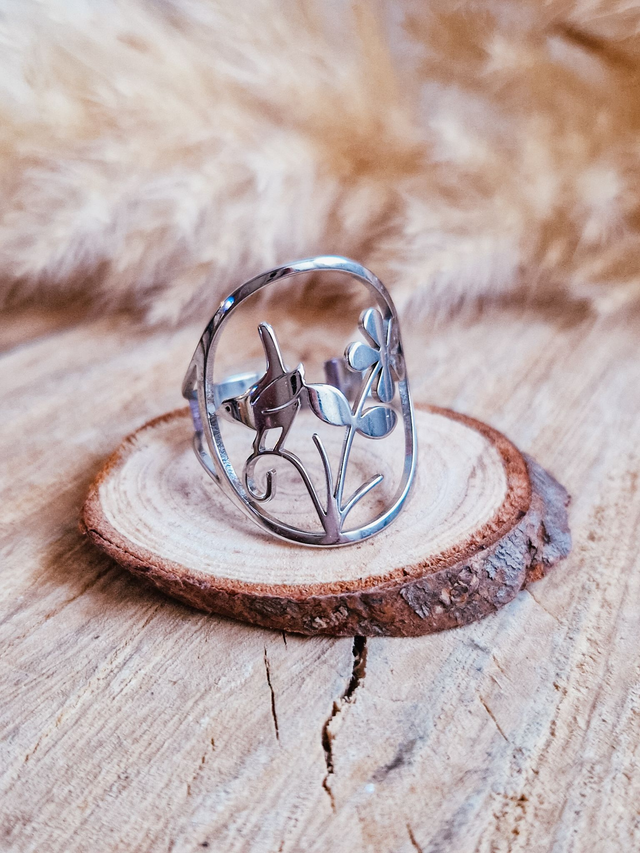 Bague "L'oiseau" - Modèle argenté
