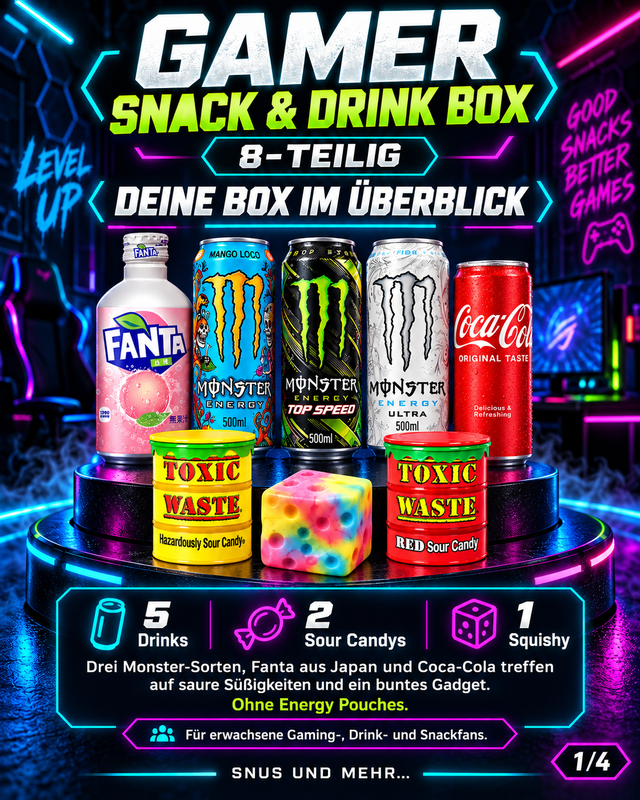 Gamer Snack & Drink Box – 8-teilig