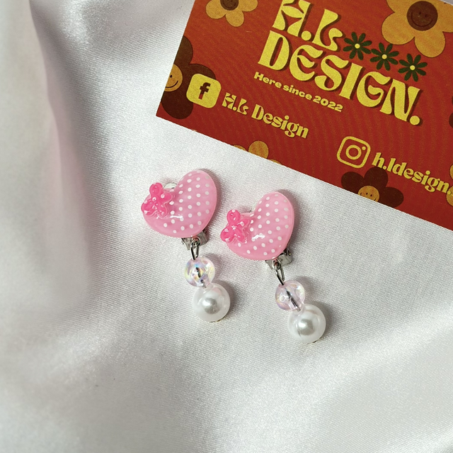Spotty Heart Clip-On Earrings