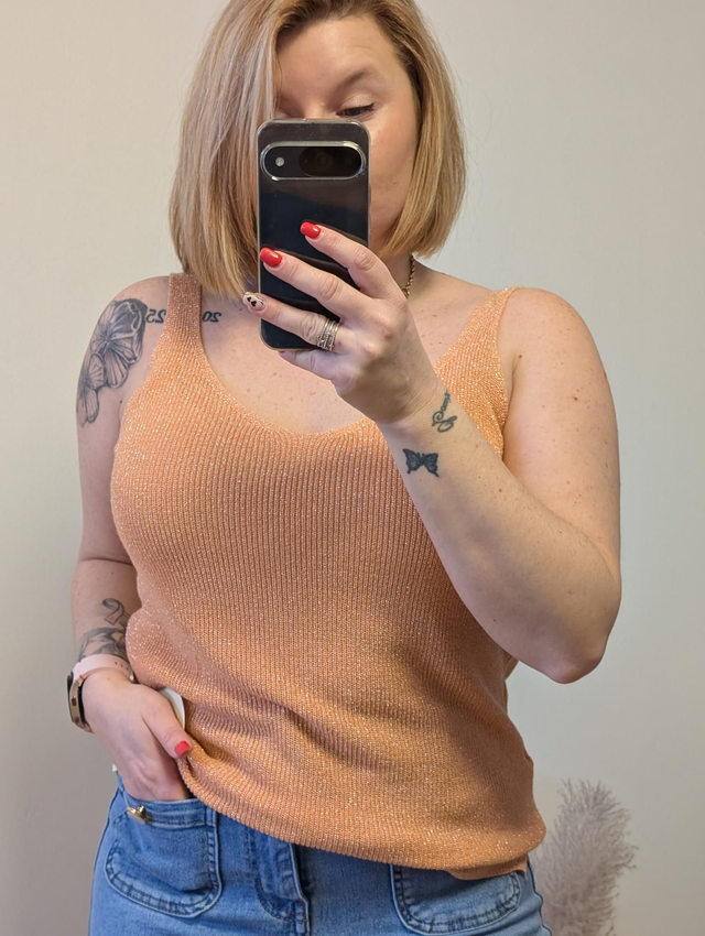 Top irisé Lou corail