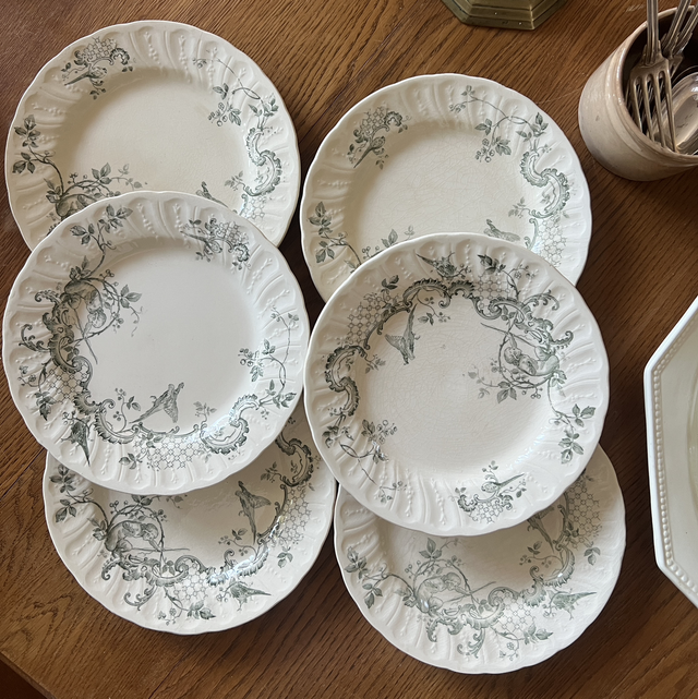 Lauzun - les 6 assiettes à dessert Gien en terre de fer 