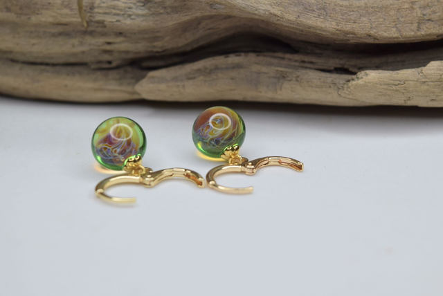 CRÉOLES NÉBULEUSE VERT MONTURE OR