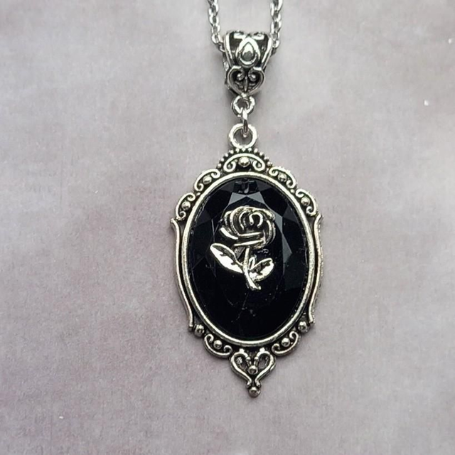 Black Rose Cameo Necklace 