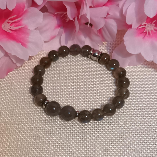 Bracelet labradorite 8 mm avec 2 perles 10 mm