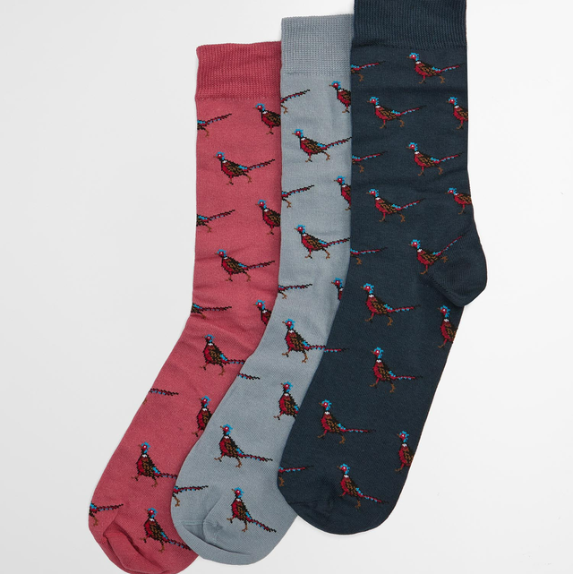 Barbour Pheasant Socks Gift Set Earth Pink Mix
