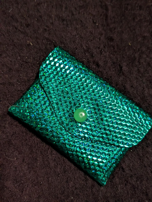 Porte monnaie vert scintillant por009