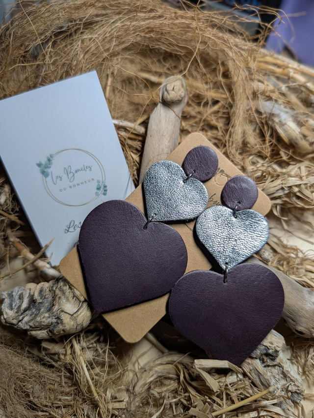 Boucles d'oreilles Marie Laure argenté prune ml1001