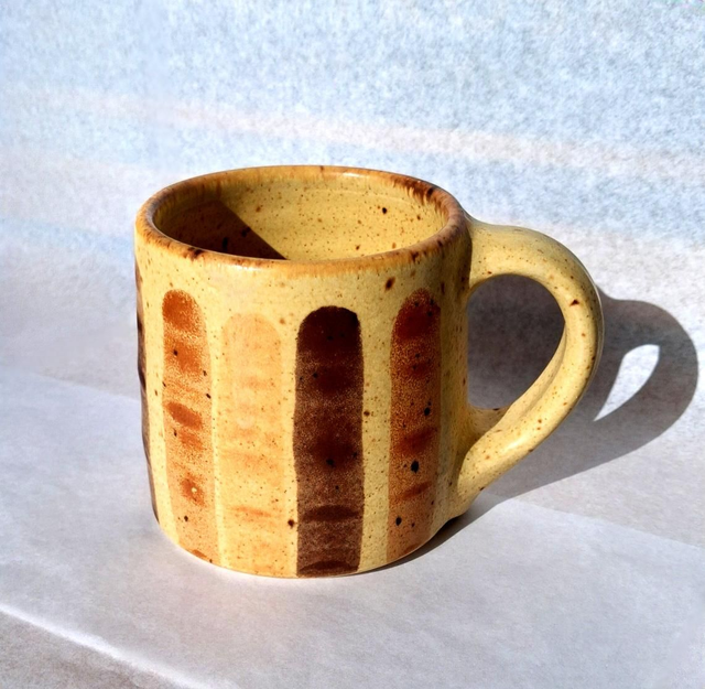 Large striped oatmeal mug