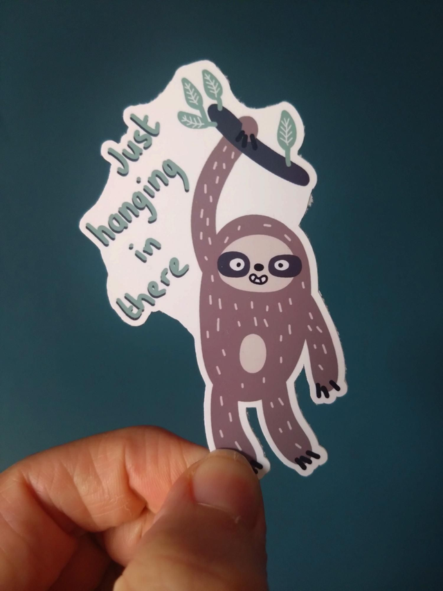 Hang in there sloth die cut vinyl sticker 