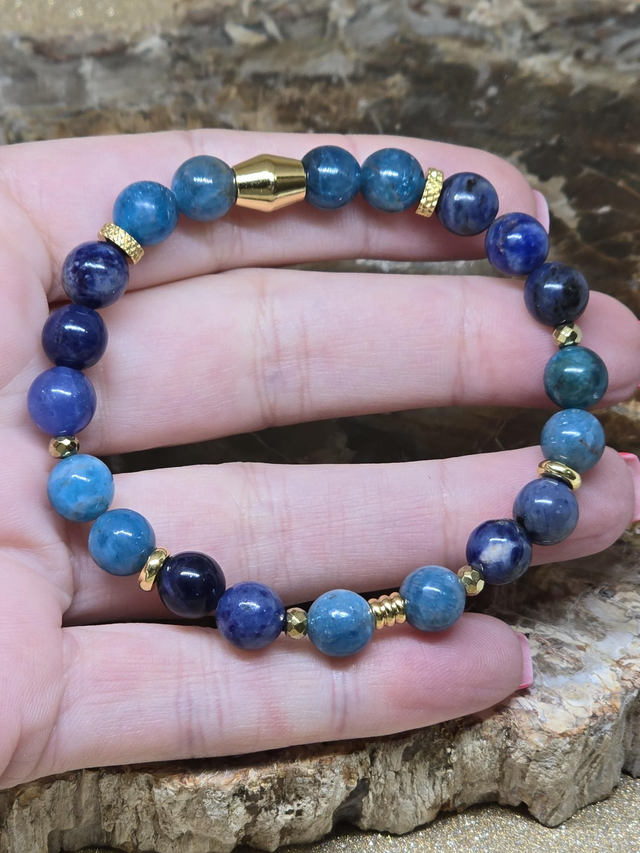 Bracelet Sodalite et Apatite en 0,8 cm