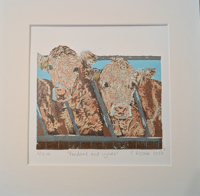 Pendant and Lydia - linoprint