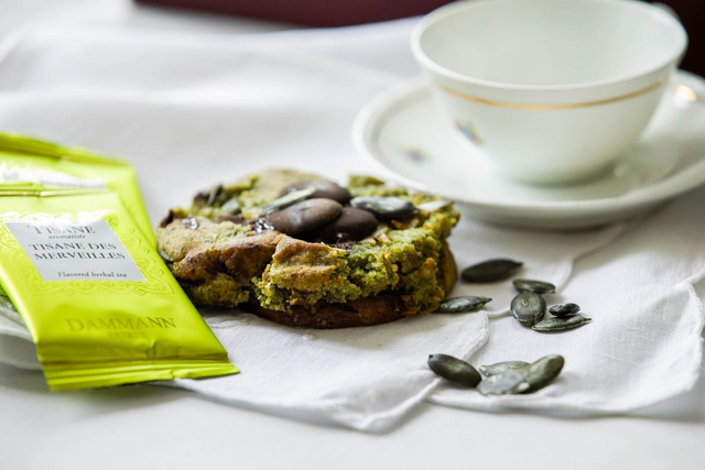 Cookies a farine de graines de courges - chocolat noir et fleur de sel 