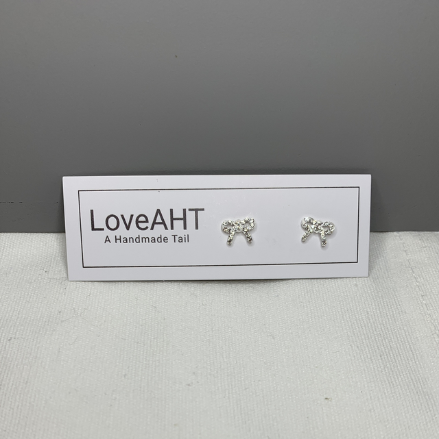 Sterling silver crystal bow studs