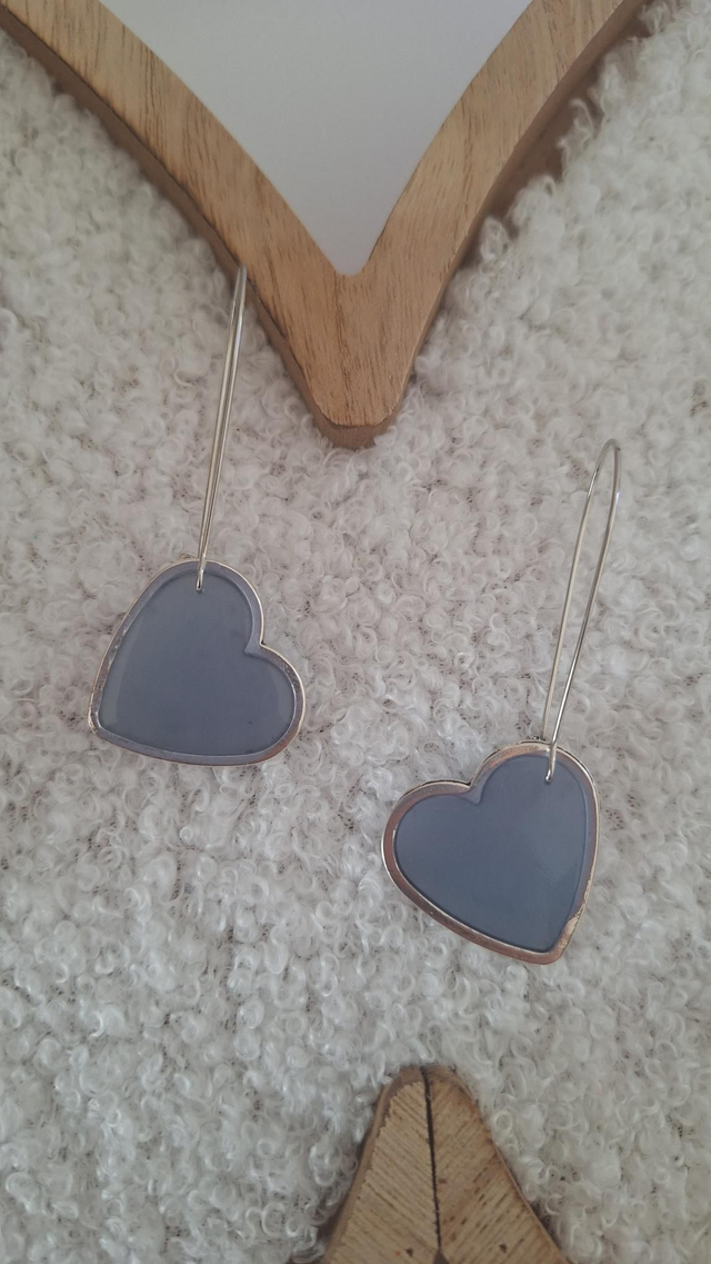 Boucles oreilles cœurs thermochromiques bleues