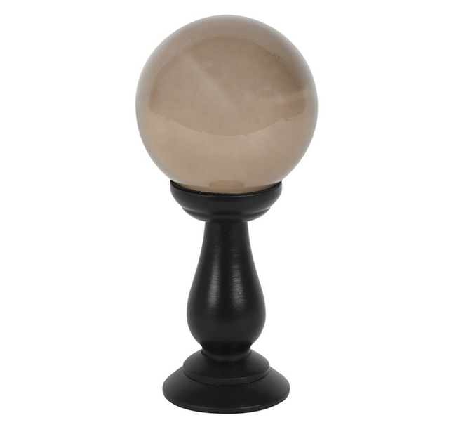 Smokey Grey Crystal Ball on Stand