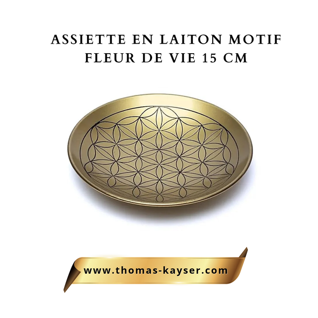 Assiette en laiton Fleur de vie 15 cm