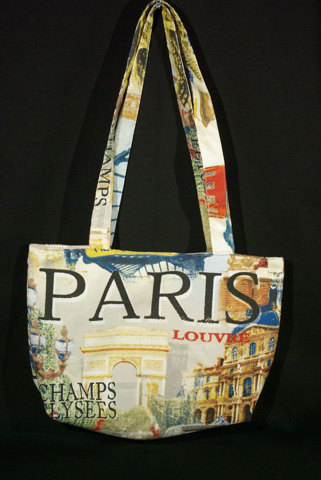 928-Tote bag "Paris" avec fermeture éclair et 2 poches intérieures L40 x H30 cm