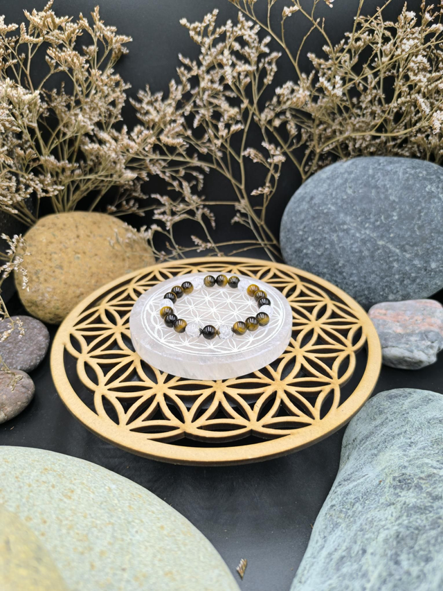 BP.010 Bracelet oeil de tigre et cristal de roche 